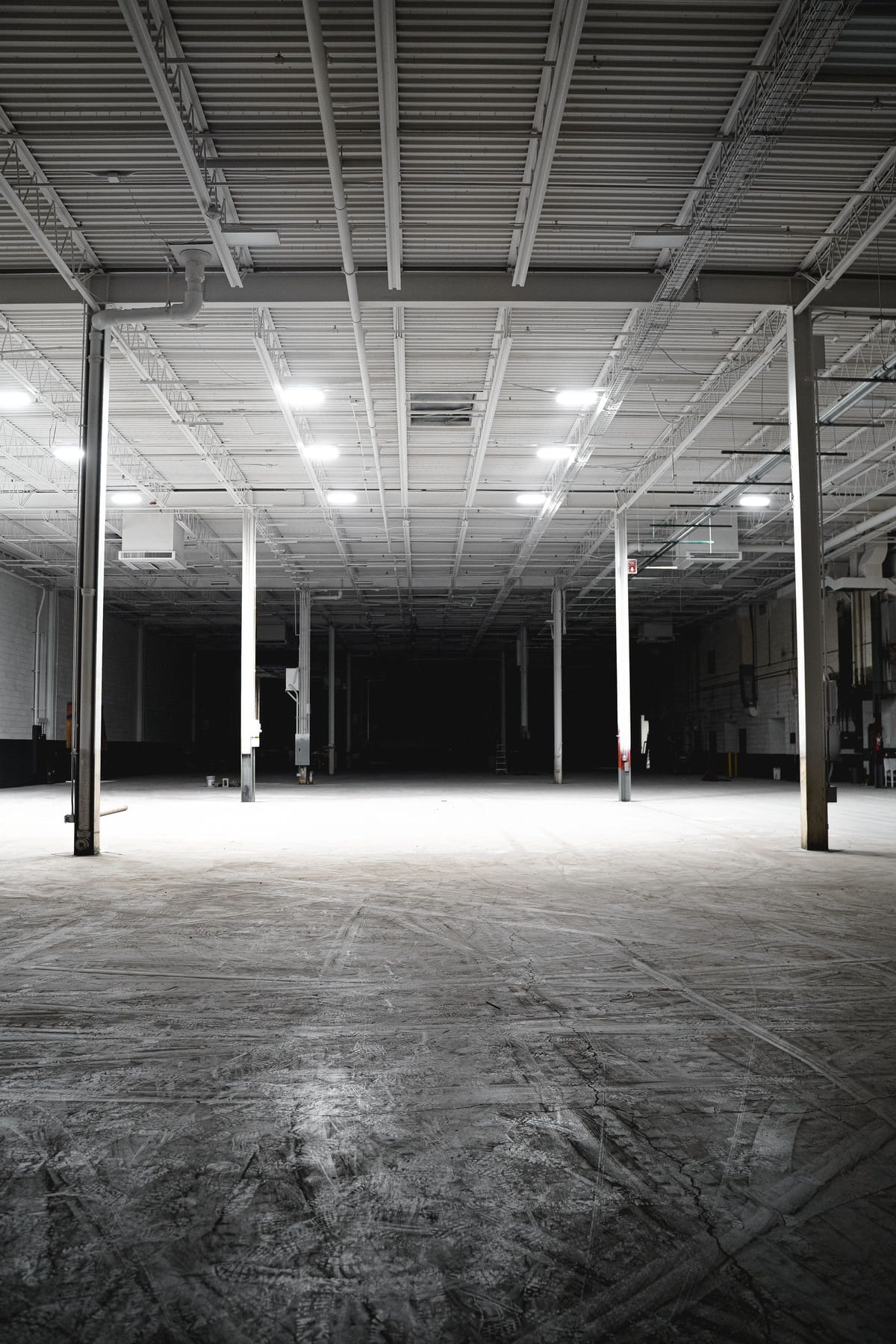 Warehouse space prepared and ready for tenant lease-up